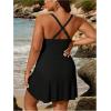 imageMakeMeChic Womens Plus Size One Piece Swimsuit Criss Cross Tie Front Short Summer Beach DressBlack