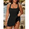 imageMakeMeChic Womens Plus Size One Piece Swimsuit Criss Cross Tie Front Short Summer Beach DressBlack