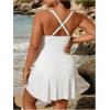 imageMakeMeChic Womens Plus Size One Piece Swimsuit Criss Cross Tie Front Short Summer Beach DressWhite