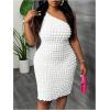 imageMakeMeChic Womens Plus Size One Shoulder Dress Sleeveless Bodycon Party DressesWhite