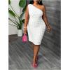 imageMakeMeChic Womens Plus Size One Shoulder Dress Sleeveless Bodycon Party DressesWhite