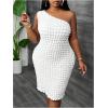 imageMakeMeChic Womens Plus Size One Shoulder Dress Sleeveless Bodycon Party DressesWhite