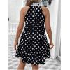 imageMakeMeChic Womens Plus Size Polka Dots Halter Dress Tie Neck Ruffle Hem Short DressesBlack and White