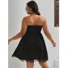 imageMakeMeChic Womens Plus Size Strapless Fringe Tube Dress Shirred Bandeau Short Summer DressBlack