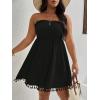 imageMakeMeChic Womens Plus Size Strapless Fringe Tube Dress Shirred Bandeau Short Summer DressBlack