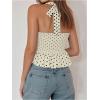 imageMakeMeChic Womens Polka Dots Halter Tops V Neck Tie Back Wrap Shirt Sleeveless Cami TopApricot