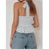 imageMakeMeChic Womens Polka Dots Halter Tops V Neck Tie Back Wrap Shirt Sleeveless Cami TopWhite