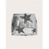 imageMakeMeChic Womens Sequin Skirt Sparkly Night Out Bodycon Glitter Micro Mini Skirt with ShortsSilver