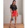 imageMakeMeChic Womens Summer Short Sleeve Tops Rock Concert Outfits Sequin See Through Mesh Sheer T Shirts BlouseB Black