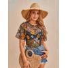 imageMakeMeChic Womens Summer Short Sleeve Tops Rock Concert Outfits Sequin See Through Mesh Sheer T Shirts BlouseBlack All Over Print