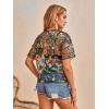 imageMakeMeChic Womens Summer Short Sleeve Tops Rock Concert Outfits Sequin See Through Mesh Sheer T Shirts BlouseBlack All Over Print
