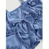 imageMakeMeChic Womens Tie Front Ruffle Camisole Top Frill Trim Flared Hem ShirtsBlue