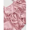 imageMakeMeChic Womens Tie Front Ruffle Camisole Top Frill Trim Flared Hem ShirtsPink
