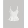 imageMakeMeChic Womens Tie Front Ruffle Camisole Top Frill Trim Flared Hem ShirtsWhite