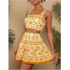 imageMakeMeChic Womens Two Piece Outfit Floral Sleeveless Shirred Tank Crop Top and Skirt SetOrange