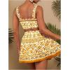 imageMakeMeChic Womens Two Piece Outfit Floral Sleeveless Shirred Tank Crop Top and Skirt SetOrange