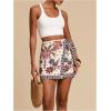 imageMakeMeChic Womens Wrap Skirt Skort Summer Linen Skirt Vacation Boho Mini Short SkirtsBeige and Blue