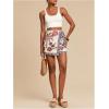 imageMakeMeChic Womens Wrap Skirt Skort Summer Linen Skirt Vacation Boho Mini Short SkirtsBeige and Blue