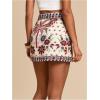 imageMakeMeChic Womens Wrap Skirt Skort Summer Linen Skirt Vacation Boho Mini Short SkirtsBeige and Blue