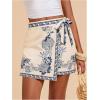 imageMakeMeChic Womens Wrap Skirt Skort Summer Linen Skirt Vacation Boho Mini Short SkirtsBlue and Apricot