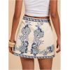 imageMakeMeChic Womens Wrap Skirt Skort Summer Linen Skirt Vacation Boho Mini Short SkirtsBlue and Apricot