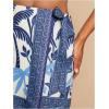 imageMakeMeChic Womens Wrap Skirt Skort Summer Linen Skirt Vacation Boho Mini Short SkirtsBlue and White
