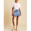 imageMakeMeChic Womens Wrap Skirt Skort Summer Linen Skirt Vacation Boho Mini Short SkirtsBlue and White a
