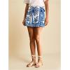 imageMakeMeChic Womens Wrap Skirt Skort Summer Linen Skirt Vacation Boho Mini Short SkirtsBlue and White a