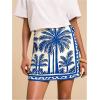 imageMakeMeChic Womens Wrap Skirt Skort Summer Linen Skirt Vacation Boho Mini Short SkirtsBlue and White a