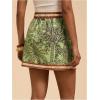 imageMakeMeChic Womens Wrap Skirt Skort Summer Linen Skirt Vacation Boho Mini Short SkirtsGreen Leave Print