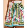 imageMakeMeChic Womens Wrap Skirt Skort Summer Linen Skirt Vacation Boho Mini Short SkirtsGreen and White