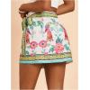 imageMakeMeChic Womens Wrap Skirt Skort Summer Linen Skirt Vacation Boho Mini Short SkirtsGreen and White
