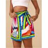 imageMakeMeChic Womens Wrap Skirt Skort Summer Linen Skirt Vacation Boho Mini Short SkirtsMulticolor D