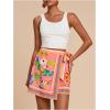 imageMakeMeChic Womens Wrap Skirt Skort Summer Linen Skirt Vacation Boho Mini Short SkirtsPink Bird Print