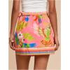 imageMakeMeChic Womens Wrap Skirt Skort Summer Linen Skirt Vacation Boho Mini Short SkirtsPink Bird Print