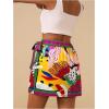 imageMakeMeChic Womens Wrap Skirt Skort Summer Linen Skirt Vacation Boho Mini Short SkirtsPink Tropical Print