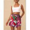 imageMakeMeChic Womens Wrap Skirt Skort Summer Linen Skirt Vacation Boho Mini Short SkirtsPink Tropical Print