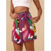 imageMakeMeChic Womens Wrap Skirt Skort Summer Linen Skirt Vacation Boho Mini Short SkirtsPink Tropical Print