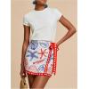 imageMakeMeChic Womens Wrap Skirt Skort Summer Linen Skirt Vacation Boho Mini Short SkirtsStarfish Shell Patterned