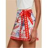 imageMakeMeChic Womens Wrap Skirt Skort Summer Linen Skirt Vacation Boho Mini Short SkirtsStarfish Shell Patterned