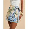 imageMakeMeChic Womens Wrap Skirt Skort Summer Linen Skirt Vacation Boho Mini Short SkirtsYellow