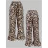 imageMakeMeChic Womens Y2K Gingham Wide Leg Pants Elastic Waist Ruffle Hem Loose Trousers LoungewearMulticolor