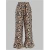 imageMakeMeChic Womens Y2K Gingham Wide Leg Pants Elastic Waist Ruffle Hem Loose Trousers LoungewearMulticolor