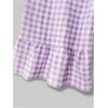 imageMakeMeChic Womens Y2K Gingham Wide Leg Pants Elastic Waist Ruffle Hem Loose Trousers LoungewearPurple