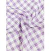 imageMakeMeChic Womens Y2K Gingham Wide Leg Pants Elastic Waist Ruffle Hem Loose Trousers LoungewearPurple