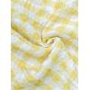 imageMakeMeChic Womens Y2K Gingham Wide Leg Pants Elastic Waist Ruffle Hem Loose Trousers LoungewearYellow