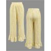 imageMakeMeChic Womens Y2K Gingham Wide Leg Pants Elastic Waist Ruffle Hem Loose Trousers LoungewearYellow