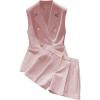 imageMakeMeChic Womens 2 Piece Work Blazer Outfit Sleeveless Button Suit Vest and Shorts Matching SetPink