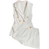 imageMakeMeChic Womens 2 Piece Work Blazer Outfit Sleeveless Button Suit Vest and Shorts Matching SetWhite