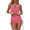 imageMakeMeChic Womens 2 Piece Y2k Outfit Striped V Neck Wrap Halter Tops and Drawstring Side Shorts SetMulticolor